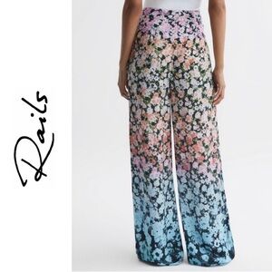NWT REISS Serena Floral Print Wide Leg Trousers in Multicolor Size 4